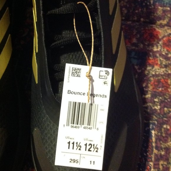 Adidas Men's Bounce Legends Black & Gold Basketball Sneakers- 11.5 - New in Box - Picture 7 of 11